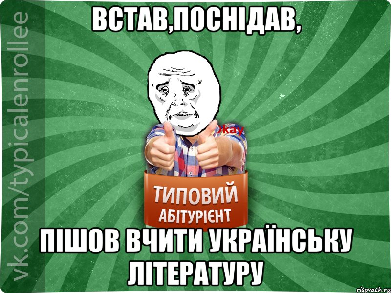 Встав,поснідав, пішов вчити українську літературу, Мем абтура4