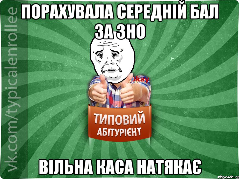 порахувала середній бал за ЗНО вільна каса натякає, Мем абтура4