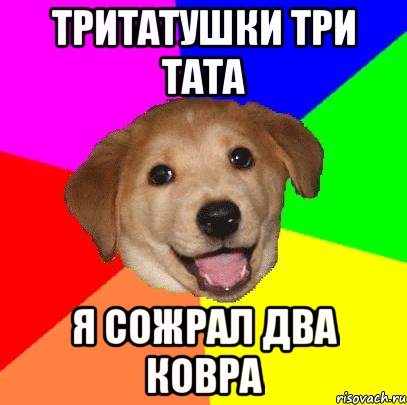 тритатушки три тата я сожрал два ковра, Мем Advice Dog