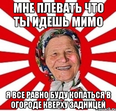 Мне плевать что ты идешь мимо я все равно буду копаться в огороде кверху задницей, Мем  бабуля