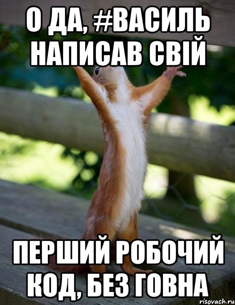 о да, #василь написав свій перший робочий код, без говна, Мем    белка молится