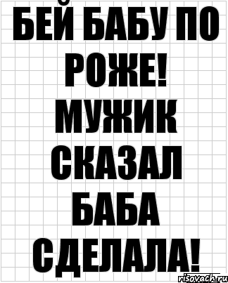 бей бабу по роже! мужик сказал баба сделала!