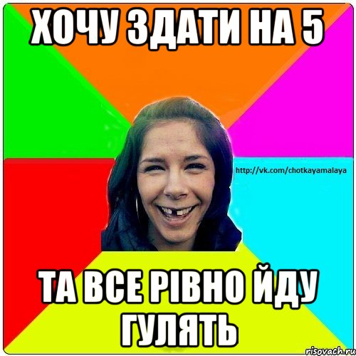 хочу здати на 5 та все рівно йду гулять, Мем Чотка мала