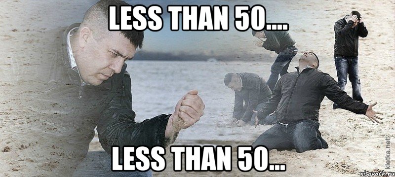 less than 50.... less than 50..., Мем Мужик сыпет песок на пляже