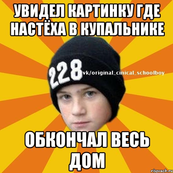 Увидел картинку где Настёха в купальнике Обкончал весь дом, Мем  Циничный школьник