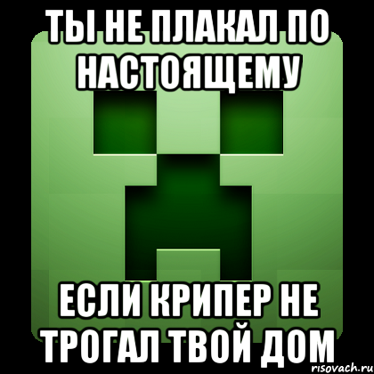 Ты не плакал по настоящему если крипер не трогал твой дом, Мем Creeper