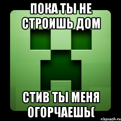 Пока ты не строишь дом Стив ты меня огорчаешь(, Мем Creeper