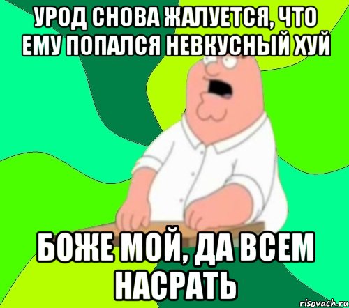 Урод снова жалуется, что ему попался невкусный хуй Боже мой, да всем насрать, Мем  Да всем насрать (Гриффин)