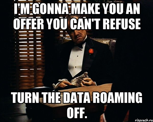 I'm gonna make you an offer you can't refuse Turn the Data Roaming off., Мем Дон Вито Корлеоне