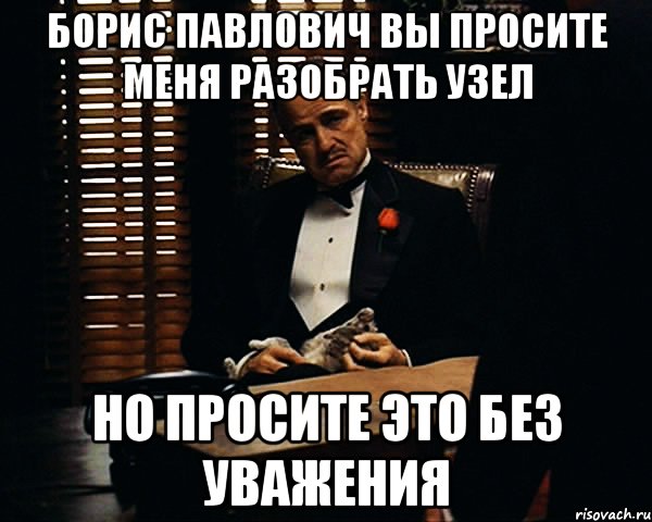 Борис Павлович вы просите меня разобрать узел Но просите это без уважения, Мем Дон Вито Корлеоне