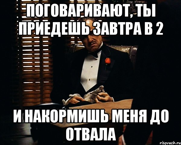 Поговаривают, ты приедешь завтра в 2 И накормишь меня до отвала, Мем Дон Вито Корлеоне