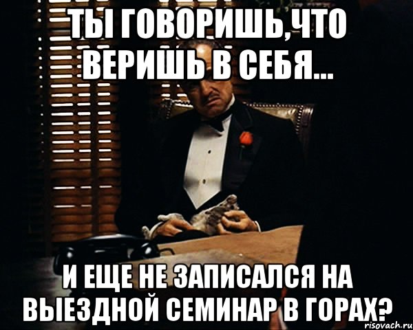 Ты говоришь,что веришь в себя... и еще не записался на выездной семинар в горах?, Мем Дон Вито Корлеоне