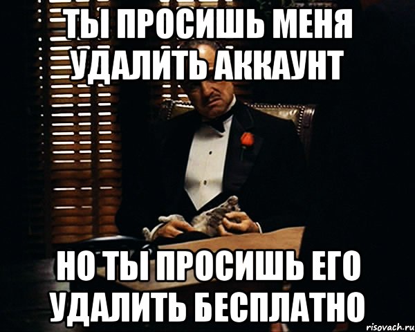 Ты просишь меня удалить аккаунт Но ты просишь его удалить бесплатно, Мем Дон Вито Корлеоне