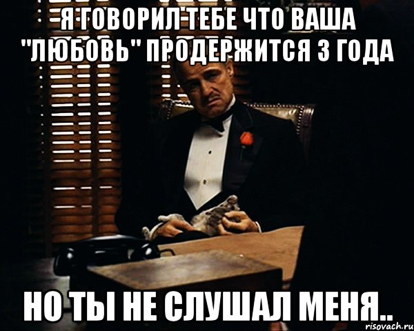 Я говорил тебе что ваша "любовь" продержится 3 года Но ты не слушал меня.., Мем Дон Вито Корлеоне