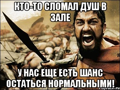 Кто-то сломал душ в зале У нас еще есть шанс остаться нормальными!, Мем Это Спарта