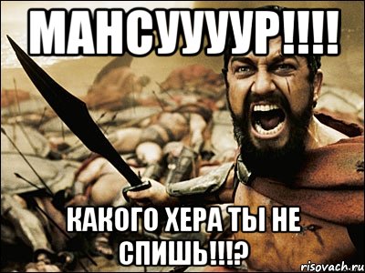 МАНСУУУУР!!!! КАКОГО ХЕРА ТЫ НЕ СПИШЬ!!!?, Мем Это Спарта