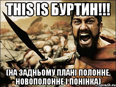 This is БУРТИН!!! (на задньому плані Полонне, Новополонне і Понінка), Мем Это Спарта