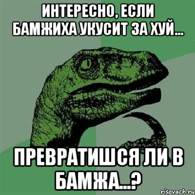 Интересно, если бамжиха укусит за хуй... Превратишся ли в бамжа...?, Мем Филосораптор