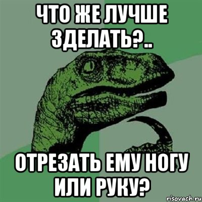 Что же лучше зделать?.. Отрезать ему ногу или руку?, Мем Филосораптор