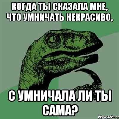 Когда ты сказала мне, что умничать некрасиво, С умничала ли ты сама?, Мем Филосораптор