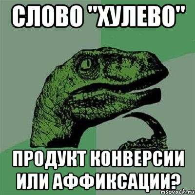 Слово "хулево" продукт конверсии или аффиксации?, Мем Филосораптор