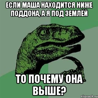 Если Маша находится ниже поддона, а я под землёй То почему она выше?, Мем Филосораптор