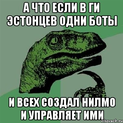 А что если в ги эстонцев одни боты и всех создал Нилмо и управляет ими, Мем Филосораптор