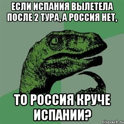 Если Испания вылетела после 2 тура, а Россия нет, то Россия круче Испании?, Мем Филосораптор