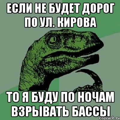 Если не будет дорог по ул. Кирова то я буду по ночам взрывать бассы, Мем Филосораптор