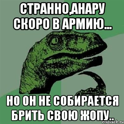 Странно,анару скоро в армию... но он не собирается брить свою жопу.., Мем Филосораптор