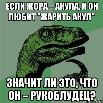 Если Жора – акула, и он любит "жарить акул" Значит ли это, что он – рукоблудец?, Мем Филосораптор