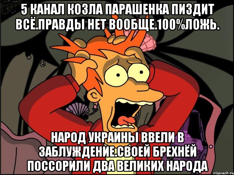 5 канал козла парашенка пиздит всё.правды нет вообще.100%ложь. Народ украины ввели в заблуждение.своей брехнёй поссорили два великих народа, Мем Фрай в панике