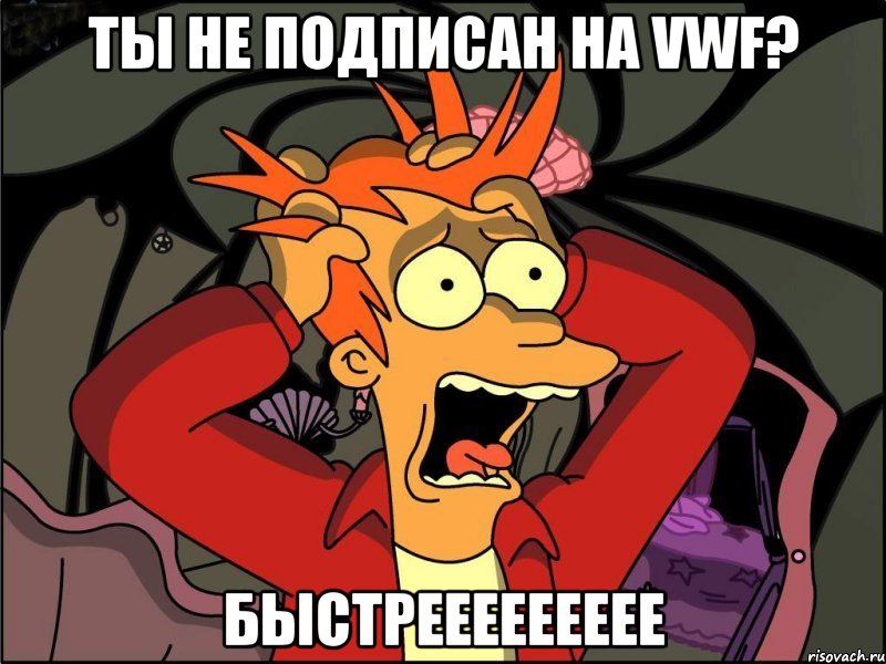 Ты не подписан на VWF? Быстреееееееее, Мем Фрай в панике