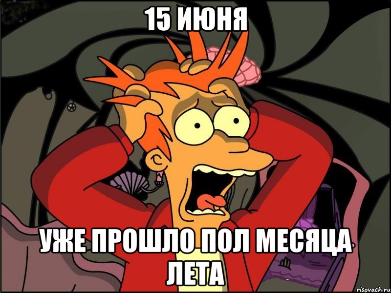 15 июня уже прошло пол месяца лета, Мем Фрай в панике