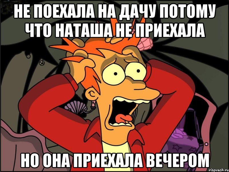 не поехала на дачу потому что наташа не приехала но она приехала вечером, Мем Фрай в панике