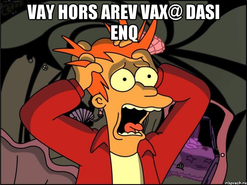 vay hors arev vax@ dasi enq , Мем Фрай в панике