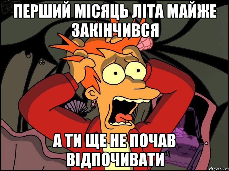 перший місяць літа майже закінчився а ти ще не почав відпочивати, Мем Фрай в панике