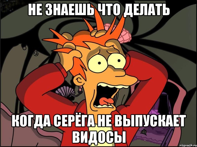 НЕ ЗНАЕШЬ ЧТО ДЕЛАТЬ КОГДА СЕРЁГА НЕ ВЫПУСКАЕТ ВИДОСЫ, Мем Фрай в панике