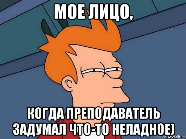 МОЕ ЛИЦО, КОГДА ПРЕПОДАВАТЕЛЬ ЗАДУМАЛ ЧТО-ТО НЕЛАДНОЕ), Мем  Фрай (мне кажется или)