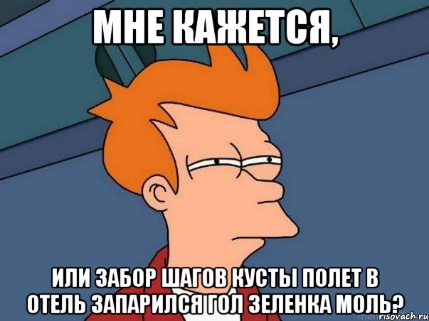 мне кажется, или забор шагов кусты полет в отель запарился гол зеленка моль?, Мем  Фрай (мне кажется или)