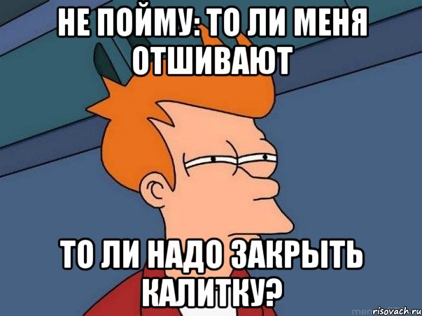 НЕ ПОЙМУ: ТО ЛИ МЕНЯ ОТШИВАЮТ ТО ЛИ НАДО ЗАКРЫТЬ КАЛИТКУ?, Мем  Фрай (мне кажется или)