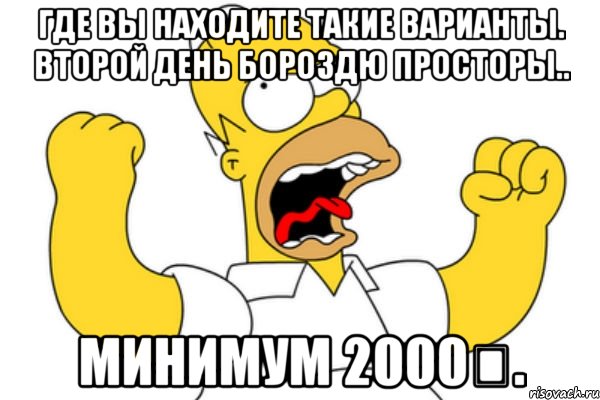 Где вы находите такие варианты. Второй день бороздю просторы.. Минимум 2000€., Мем Разъяренный Гомер