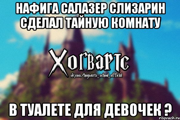 НАФИГА САЛАЗЕР СЛИЗАРИН СДЕЛАЛ ТАЙНУЮ КОМНАТУ В ТУАЛЕТЕ ДЛЯ ДЕВОЧЕК ?, Мем Хогвартс