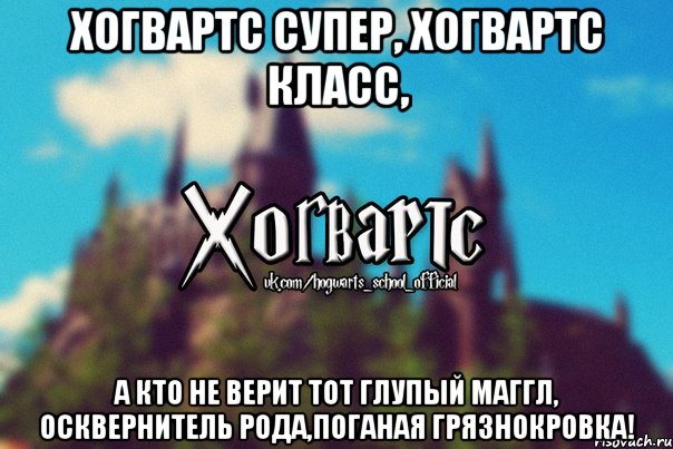 Хогвартс супер, Хогвартс класс, а кто не верит тот глупый маггл, осквернитель рода,поганая грязнокровка!, Мем Хогвартс