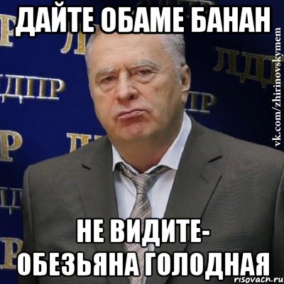 дайте обаме банан не видите- обезьяна голодная, Мем Хватит это терпеть (Жириновский)