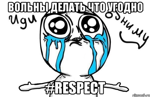 Вольны делать что угодно #Respect, Мем Иди обниму