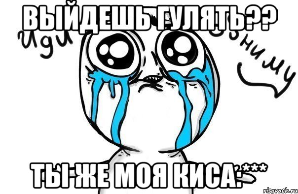 выйдешь гулять?? ты же моя киса:***, Мем Иди обниму