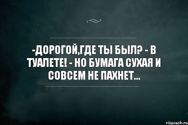 -дорогой,где ты был? - В туалете! - Но бумага сухая и совсем не пахнет..., Комикс Игра Слов