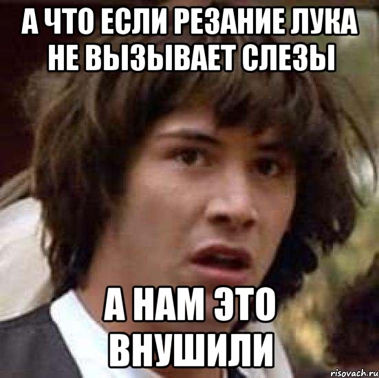 А что если резание лука не вызывает слезы а нам это внушили, Мем А что если (Киану Ривз)