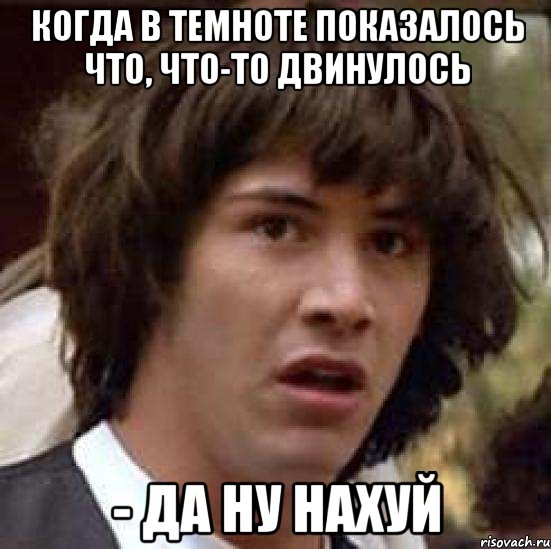 Когда в темноте показалось что, что-то двинулось - Да ну нахуй, Мем А что если (Киану Ривз)